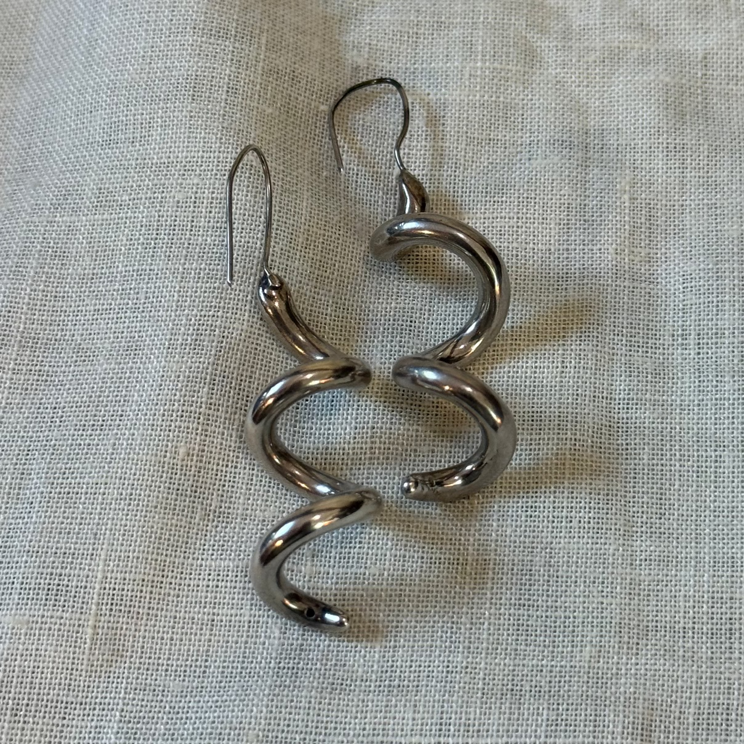 Vtg Sterling Silver Spiral Earrings